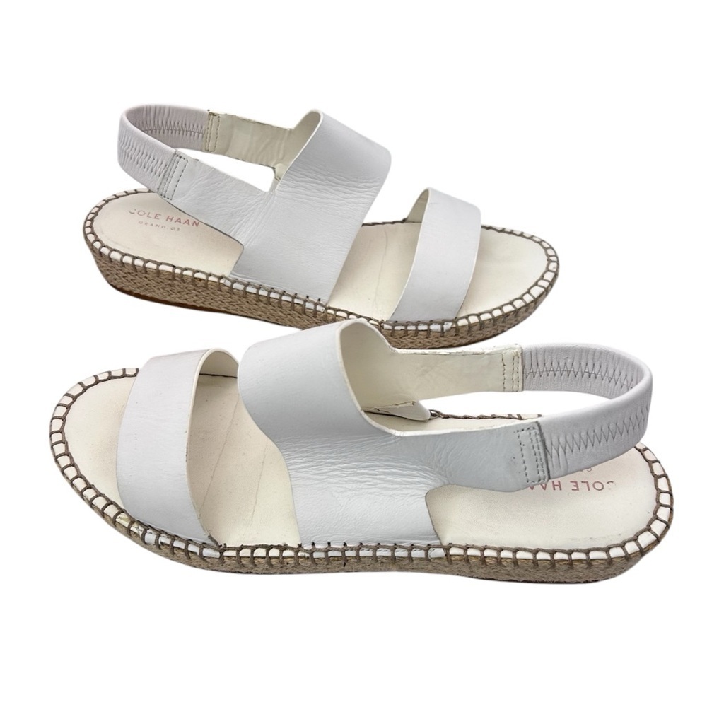 COLE HAAN Pinch Cloudfeel White Leather Espadrille Slingback Sandals Size 10 - Picture 4 of 13